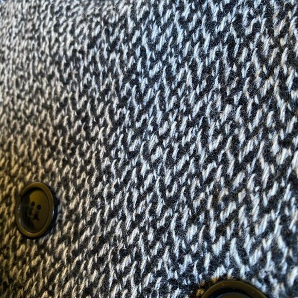 Vintage Paul Levy Women's Herringbone Pea Coat Size M Wool Grey Jacket Old Money - Picture 7 of 15